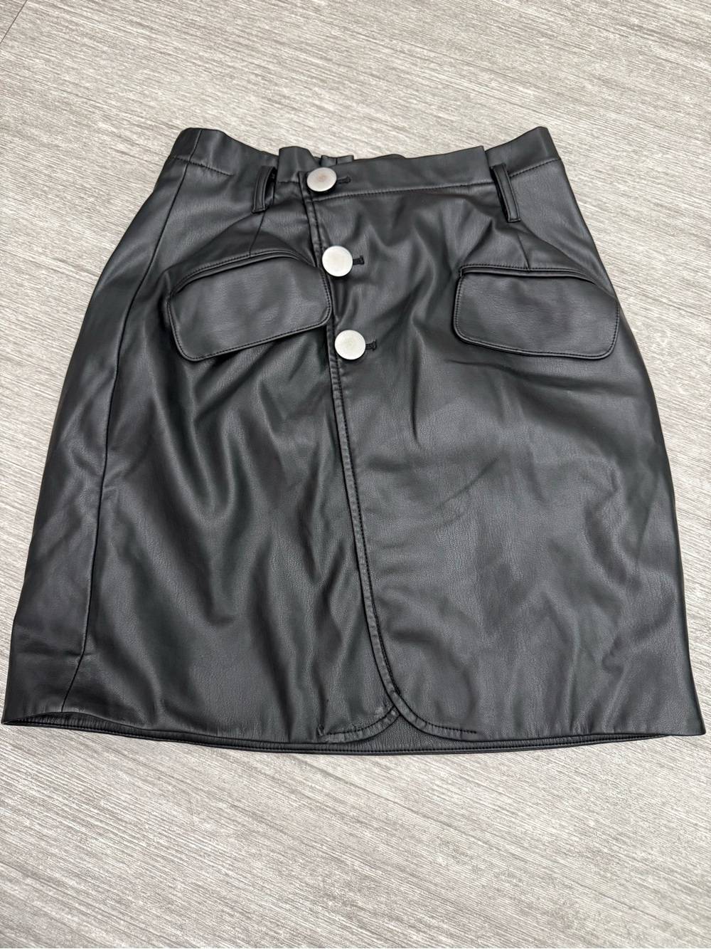 Marissa Webb Collective Faux Leather Mini Skirt Utility Pocket Quiet Luxury Chic